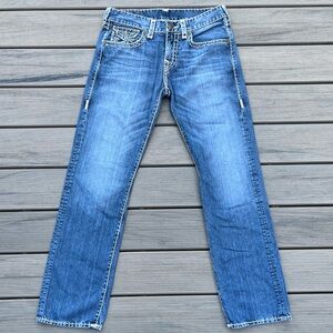 Original; True Religion; Ricky: Relaxed Straight; Med Blue Jeans; Mint Condition